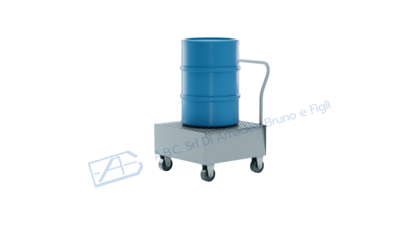 Carrello portafusti olio con vasca di contenimento in acciaio small con ruote