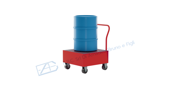 Carrello portafusti olio con vasca di contenimento in acciaio small con ruote