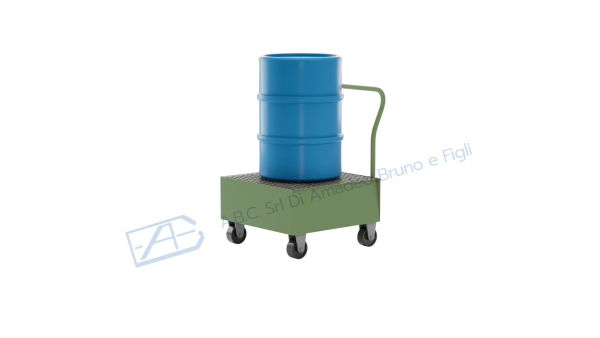 Carrello portafusti olio con vasca di contenimento in acciaio small con ruote