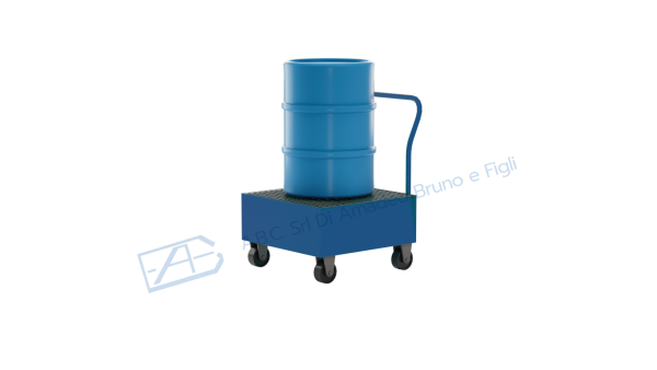 Carrello portafusti olio con vasca di contenimento in acciaio small con ruote